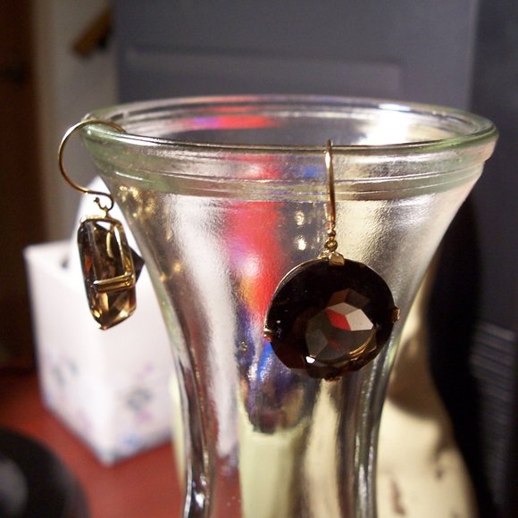 14K Smoky Quartz Earrings - Picture 3 of 9